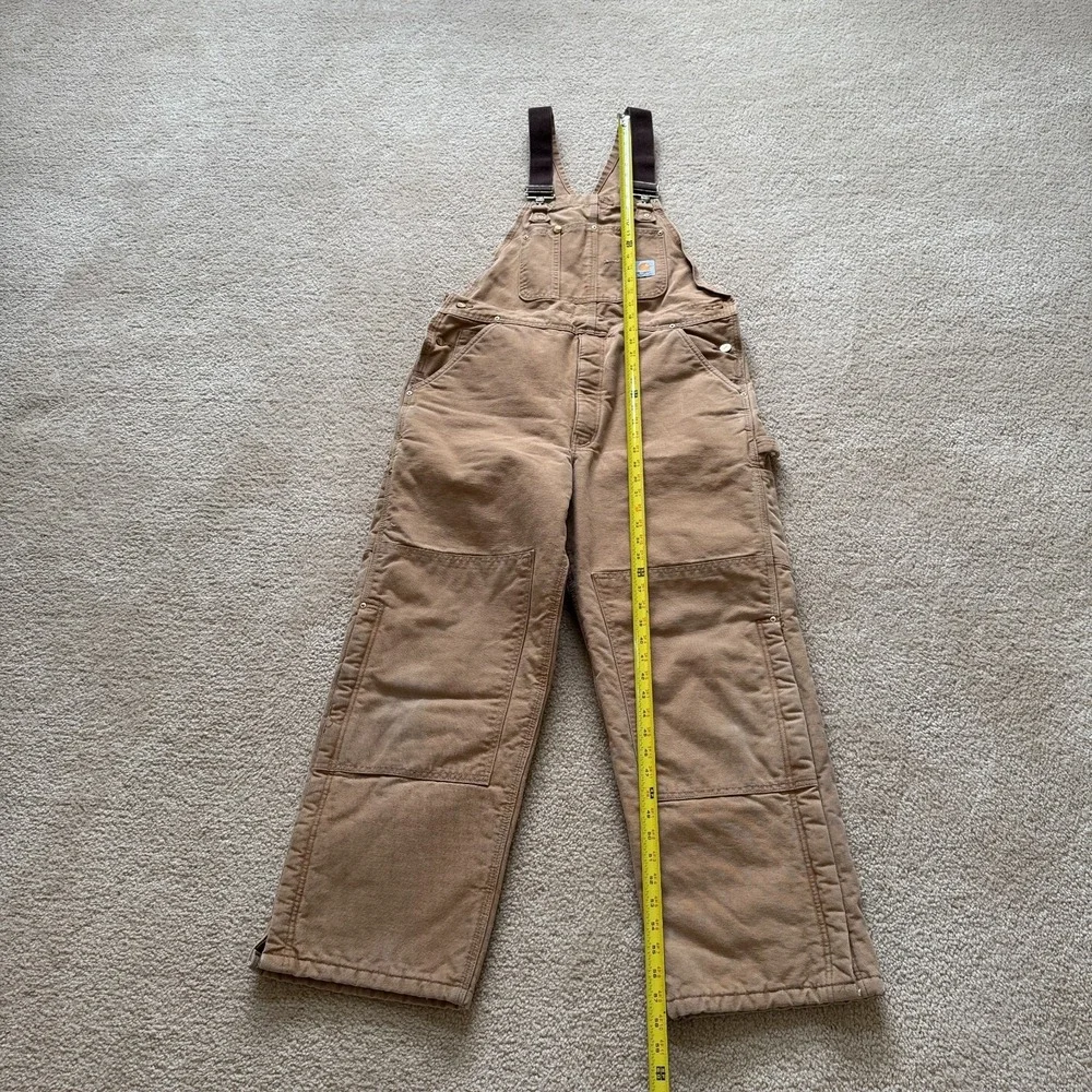 Vintage Carhartt Overall Mens 38 X 30 Duck Bib Insulated Quilt Lined Made In USA